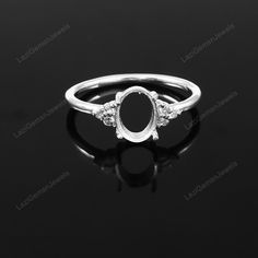 "=> Main Stone Size - 4x6 MM To 13x18 MM =>Stone Shape - Oval =>Silver Weigh - 2.64 Gram => Metal - 925 Sterling Silver =>Setting = Prong Secondary stone - Cubic Zircon Feedback: \"We are always happy to get your valuable feedback to make it feedforward.\" Please leave your valuable feedback. Your feedback helps us to improve our product and services to provide better customer experience in the future. Contact us for wholesale prices. Keep the jewelry away from direct heat, water, perfumes, deod Fine Jewelry Oval Stackable Rings With Prong Setting, Oval Sterling Silver Diamond Ring With Stone Setting, Oval Stackable Anniversary Rings, Anniversary Oval Stackable Rings, Adjustable Oval Jewelry With Center Stone, Classic Oval Rings With Stone Setting, Silver Oval Diamond Ring With Stone Setting, Classic Oval Stone Setting Jewelry, Oval Silver Diamond Ring With Stone Setting