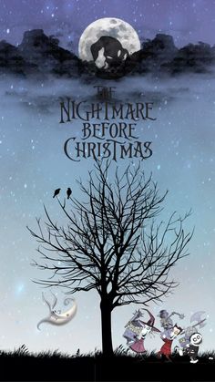 the night before christmas movie poster with an image of a tree and two witches on it