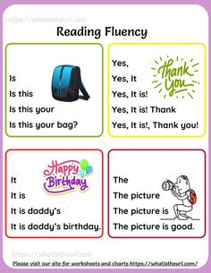 reading flueny worksheet with pictures and words to help students learn how to read