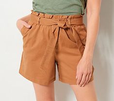 We've got your next dazzling summertime OOTD. These tie-waist shorts, a flowing tucked-in button-down, and your fresh white sneaks. I mean, the style is just sizzling. From Candace Cameron Bure. Belted Shorts For Summer, Summer Belted Beach Shorts, Summer Beach Shorts With Belt, Summer Cotton Bottoms With Tie Waist, Trendy Tie Waist Shorts For Summer, Belted Shorts For Beach In Spring, Casual Tie Waist Shorts For Spring, Spring High-waisted Tie Waist Shorts, Belted High-waisted Shorts For Summer