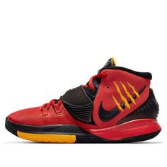 Nike Kyrie 6 \Bruce Lee\ (GS) CW3042-600 (SNKR/Mid Top/Women's/Non-Slip/Basketball/Wear-resistant) University Red High-top Breathable Basketball Shoes, Nike Sneakers In Team Colors For Sports, Casual Mid-top University Red Basketball Shoes, Casual Mid-top Basketball Shoes In University Red, University Red Basketball Shoes With Branded Insole, University Red Breathable Basketball Shoes, Red Sporty Basketball Sneakers, Casual University Red Basketball Shoes With Boost Midsole, Casual University Red Basketball Shoes For Training