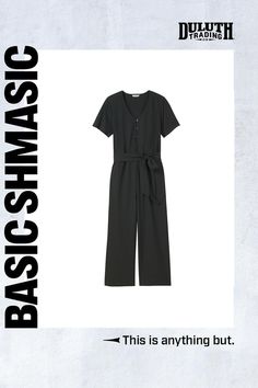 The Women's Nine to Fine Synthetic Jumpsuit features light-as-air fabric made from recycled polyester. Keeps you looking polished, no matter what the workday brings. Versatile Stretch Jumpsuits And Rompers For Work, Versatile Solid Jumpsuits And Rompers For Work, Versatile Jumpsuits And Rompers For Work, Versatile Relaxed Fit Jumpsuits For Workwear, Versatile Relaxed Fit Jumpsuits And Rompers For Work, Short Sleeve Jumpsuit, Short Sleeve Jumpsuits, Jumpsuit With Sleeves, Feature Light