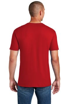 Adult Softstyle® 4.5 oz. T-Shirt - CHERRY RED - 2XL | Gildan Adult Softstyle T-Shirt in Cherry Red Size 2XL | preshrunk ring-spun cotton jersey 64000, 00 University Red Crew Neck Graphic Tee, University Red Cotton Crew Neck T-shirt, Red Graphic Tee With Short Sleeves, Red Cotton Short Sleeve T-shirt, University Red Short Sleeve Cotton Top, University Red Cotton Short Sleeve Top, Basic Red T-shirt With Relaxed Fit, University Red Crew Neck T-shirt, Red Pre-shrunk Crew Neck Top