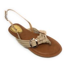 A pair of VictoriaK sandals with multi straps weaved design with gold side buckles embellishment across the front , offers a combination of comfort and style. The rubber sole adds comfort. This trendy, sleek and chic look wears well anytime through out the day or a night. An elegant pair ofVictoria K Sandals adds flair to your everyday wardrobe and these come in a range of colors. Size: Regular. Color: Brown. Gender: female. Age Group: adult. Flat T-strap Sandals With Buckle Closure, Adjustable Flat T-strap Sandals With Buckle Closure, Beach Open Toe Sandals With Gold Buckle, Open Toe Sandals With Gold Buckle For Summer, Summer Open Toe Sandals With Gold Buckle, Spring Beach Sandals With Gold Buckle, Beach Sandals With Gold Buckle For Spring, Summer Sandals With Gold Buckle And Round Toe, Adjustable Gold Sandals With Buckle Closure