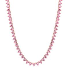 Accessorize in style with this Stella Grace 18k Rose Gold Over Silver Heart-Shape Lab-Created Pink Sapphire Tennis Necklace. Click on this JEWELRY & WATCHES GUIDE to learn about fit, styles, materials and more! Accessorize in style with this Stella Grace 18k Rose Gold Over Silver Heart-Shape Lab-Created Pink Sapphire Tennis Necklace. Click on this JEWELRY & WATCHES GUIDE to learn about fit, styles, materials and more! FEATURES Chain length: 18 in. Chain type: tennis Clasp: tongue and groove Nickel free Metal: sterling silver Plating: 18k rose gold flash plated Finish: polished Packaging: boxedSTONE DETAILS Stone type: lab-created pink sapphire Shape: heart Setting: prong Gemstones may have been treated to enhance their appearance. Special care may be required. Please visit our Gemstone Tre Luxury Pink Heart Cut Necklace, Pink Gold Heart Cut Necklace For Anniversary, Heart Cut Pink Gold Necklace For Anniversary, Formal Pink Heart Cut Necklace, Sapphire Tennis Necklace, Tennis Necklace, Tongue And Groove, Pink Tone, Pink Sapphire