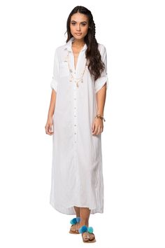 Subtle Luxury Maxi XS/S / White / 100% Cotton Maxi Boyfriend Cotton Dress in White Embroidery Water Embroidery, Boyfriend Dress, Office Flats, Subtle Luxury, Embroidery Hand, Cat Dresses, White Embroidery, Mother Of Pearl Buttons, Signature Style