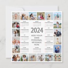 a calendar card with pictures of people and their families on it, which is the date for