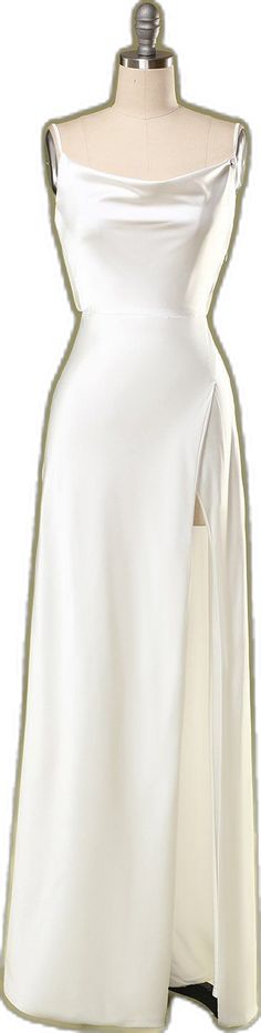 Wedding Dresses With Sweep Train And Split Shape, Wedding Evening Dress With Sweep Train And Split, Elegant Split Skirt For Party, Wedding Gown With Side Slits, Fitted Split Gown For Wedding, Wedding Gown With Side Slits And Split, Elegant White Gown For Dinner, Elegant White Dinner Gown, Elegant Floor-length Satin Skirt