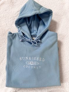 Ocean Blue Matching Logo Collection - Sunkissedcoconut Sun Kissed Coconut, Blank Apparel, Embroidered Hoodie, Ocean Blue, Looks Vintage, Blue Ocean, Sweatshirts Women