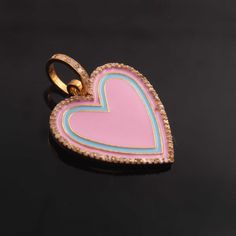 1 Pc Pave Diamond Pendant, Yellow Gold , Bakelite Heart Charm, Enamel Heart Pendant 27mmx25mm PD1951 Approx Measurement : Size: 27mmx25mm (including bail) Metal: 925 Sterling Silver Finish : Sterling Silver Sold As: 1 Pc We are continuously adding new products in our store. So keep coming back to see more great deals on gems in our mart. Amazing quality at the best price around!!! Makes a great focal piece, sure to get compliments!!!! Pink Heart Charms For Mother's Day, Pink Heart Pendant Charms As Gift, Pink Enamel Heart Pendant Jewelry, Pink Charms For Valentine's Day Anniversary, Pink Charms For Anniversary On Valentine's Day, Pink Charms For Anniversary And Valentine's Day, Pink Charms For Anniversary Or Valentine's Day, Rose Gold Heart Charms For Valentine's Day, Enamel Heart Charm Necklace For Valentine's Day