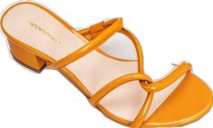 Elegant Orange Sandals With Padded Heel, Elegant Orange Sandals With Sculpted Heel, Elegant Orange Heels With Heel Loop, Orange Almond Toe Heels For Summer, Elegant Orange Sandals With Block Heel, Chic Orange Low Heels, Chic Orange Low Heel Heels, Elegant Orange Heels With Padded Heel, Elegant Yellow Heels With Heel Loop