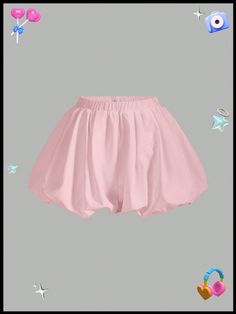 Pink Summer Casual Cute Woven Shorts Baby Pink Casual   Woven Fabric Plain Skort Non-Stretch  Women Clothing, size features are:Bust: ,Length: ,Sleeve Length: Pink Bubble Skirt, Outfit Rosa, Pink Men, Bubble Skirt, Pink Bubbles, Rose Pale, Pink Summer, Cute Shorts, Pink Outfit