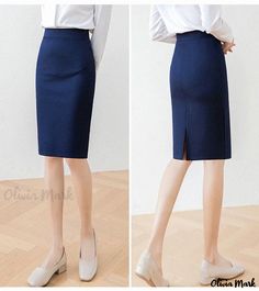 Olivia Mark - Professional Blue Pencil Skirt for Formal and Office Wear Formal Work Dresses, Elegant Office Wear, Work Dress Code, Navy Blue Pencil Skirt, Blue Pencil Skirt, Work Skirt, Navy Pencil Skirt, Lace Trim Shorts, Stylish Work Attire