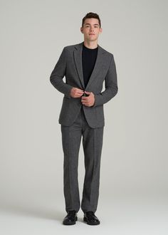 A Long Blazer for Men With Class So Warm and So Stylish Elevate your formal wear with our Wool Blazer for Tall Men. This tall blazer features a tailored fit and a slightly longer length to complement your stature. Interior and welt pockets provide practical storage, while the pre-washed material prevents shrinkage, ensuring a lasting fit that's your new go-to for every upscale occasion.• Tailored fit for a polished look• Longer than hip length for better coverage• Interior and welt pockets for e Tailored Tweed Sport Coat For Formal Occasions, Formal Tailored Tweed Sport Coat, Formal Tweed Blazer With Suit Collar, Tweed Blazer With Welt Pockets For Formal Occasions, Tweed Blazer For Work, Tweed Blazer For Workwear, Wool Tweed Jacket With Suit Collar For Office Wear, Tailored Herringbone Blazer For Semi-formal Occasions, Semi-formal Tailored Herringbone Blazer