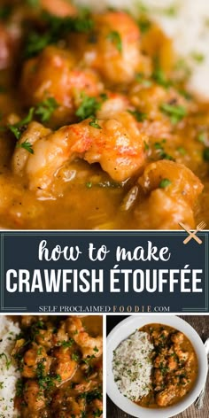 how to make crawfish equfee with rice and garnish