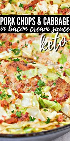 pork chops and cabbage in bacon cream sauce keto