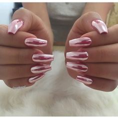 Chrome pink nails✨||To see more follow @Kiki&Slim Chrome Nail Polish, Pink Chrome Nails, Chrome Nails Designs, Pink Chrome, Chrome Nail, Pink Nail Art, White Nail Polish, Pink Nail Designs, White Nail