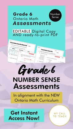 Grade 6 number sense assessments that are in alignment with the new Ontario math curriculum. Get instant access now via My Call To Teach! College Application Essay, Math Number Sense, 5 Number, School Learning