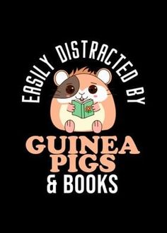 an animal reading a book with the words fruit distracted by guinea pigs and books