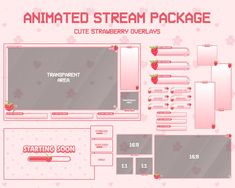 an animated stream package with strawberrys on the screen and other items to be added