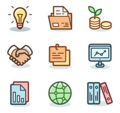 business and finance icon set on white background