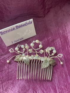 Silver Plated Hair Comb made into a floral design with good quality materials. Fresh Water Potato Pearls and Czech Preciosa Crystal Bicones . Silver Plated leaves and Crystal Silver Seed Beads. Wedding Pieces, Bridesmaids Gifts, Design Floral, Hair Comb, Hair Pieces, Gift Item, Comb, Fresh Water, Seed Beads