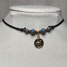 Blue Ceramic Beaded Gold Moon & Sun Charm Boho Hippie Whimsical Adjustable Black Rope Cord Choker Stacking Necklace. This Listing Is For The Necklace In The First Three Photos. Comes On An Adjustable Waxed Black Cord Necklace. Necklace Is Adjustable From Approximately 13" To 22. Perfect For Stacking With Other Necklaces! This Necklace Is Available In Silver Or Gold, And With 10 Different Color Options For The Beads. If You Would Like A Custom Color Other Than The One Pictured Please Send Me A Me Adjustable Bohemian Beaded Necklace With Moon Charm, Adjustable Beaded Necklace With Moon Charm, Spiderman Outfit, Cord Choker, Black Cord Necklace, Sun Charm, Fotos Aesthetic, Style Lookbook, Stacked Necklaces