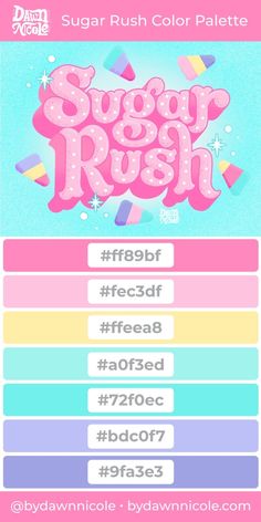 the sugar rush game is shown in pink and blue