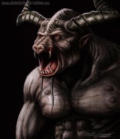 an image of a demon with horns on it's head and fangs in his mouth