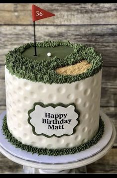 a birthday cake with a golf theme on it