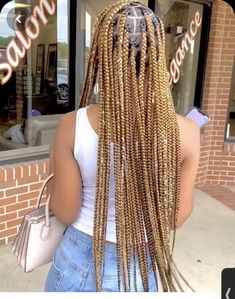 Large Knotless Box Braids Blonde, Large Blonde Knotless Box Braids, Large Knotless Braids Hairstyles, Honey Blonde Knotless Braids, Knotless Braids With Color, Braids With Color, Knotless Braids Hairstyles, Large Knotless, Big Box Braids Hairstyles