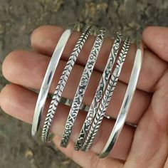 6 Set Of Bangle Solid 925 Silver Handmade Designer Stackable Women Bangles AP87 Black And Silver Outfits, Silver Bangles For Women, Silver Outfits, Bangles For Women, Fine Jewelry Bracelets, Sterling Silver Bangles, Gold Accessories, Silver Bangles, Bracelets And Charms