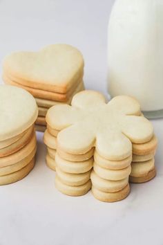 some cookies and milk on a table