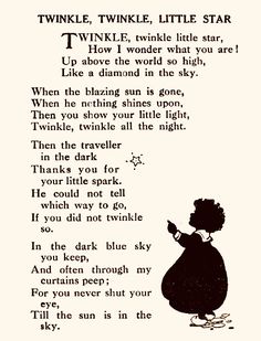 an old book page with the poem twinkle, twinkle little star