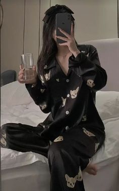 Cute Pyjamas Korean, Sleepwear Outfits Aesthetic, Korean Night Suit For Women, Korean Pyjamas Outfit, Night Dresses For Women Sleep, Cute Sleepwear Korean, Korean Night Suit, Korean Pajamas Aesthetic