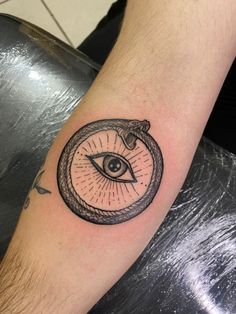 a man's arm with an all seeing eye tattoo on it