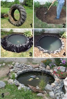 how to build a garden pond with tires