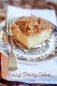 a piece of cake on a plate with a fork