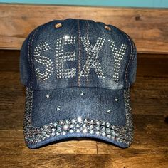 Nwt Boutique Sexy Bling Hat. I Love These So Fun Well Made The Studs Are Really Out On Well. Ready For A Summer Ponytail A Tank And Jeans, And Out The Door You Go . Fun And Sparkly. So Posh. Trendy Silver Summer Hat, Trendy Adjustable Silver Hat, Trendy Silver Party Hat, Trendy Silver Adjustable Hat, Trendy Blue Party Hats, Summer Ponytail, Bling Hat, The Door, Blue And Silver