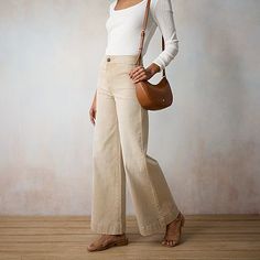 Women's LC Lauren Conrad Super High-Rise Palazzo Jeans Chic Brown Wide Leg Flare Jeans, Brown Wide Leg Denim Pants, Women’s Pants, Lauren Conrad High Waisted Jeans, Chic Non-stretch Wide Leg Jeans, Brown Wide Leg Jeans With Button Closure, Lauren Conrad Collection, Wide Legged Jeans, Comfy Jeans