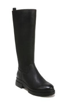 A knee-high pair of boots with a water-repellent finish and simplistic design are perfect for wear during any season for chic style. 1 3/4" heel 14.5" shaft; 17" calf circumference Round toe Inner zip closure Synthetic upper and sole Imported Wide Calf Knee High Boots, Wide Calf Boots, Simplistic Design, Wide Calf, Moto Boots, Fashion Books, Casual Boots, Black Faux Leather, Over The Knee Boots