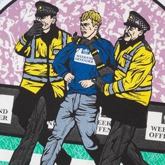 a drawing of three men in police uniforms