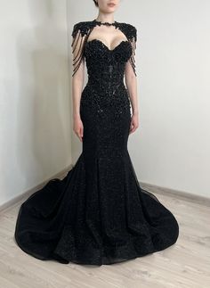 Black Trumpet Dress, Gothic Wedding Dress Mermaid, Black Lace Mermaid Dress, Gothic Black Wedding Dress, Black Goth Wedding Dress, Black Wedding Dress Elegant, Black Wedding Dress Mermaid, Black Gothic Wedding Dresses, Gothic Boutique