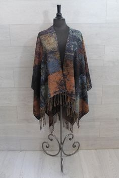 [Sympli] - Shopboutiquekarma Multicolor Bohemian Pashmina Shawl With Pallu, One Size Fall Pashmina Shawl, Multicolor Shawl Poncho For Fall, Multicolor Shawl Scarves For Fall, Fall Pashmina Shawl One Size, Multicolor Shawl Wrap For Fall, Multicolor Pashmina Shawl, Multicolor Shawl Cape One Size, Multicolor Cape Shawl One Size