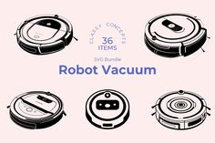 the robot vacuum is shown in four different positions