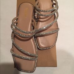 Cushionaire Women's Varda Studded Strappy Sandal + Memory Foam For Comfort . ( This Is A Very Comfortable Sandal!) Color: Silver Straps Meet Varda, A Strappy Slip-On Sandal. Varda Features A Sparkly Rhinestone Upper Along With A Premium Memory Foam Insole, Creating The Perfect Combo Of Style And Comfort. Size 8- New No Box Comfortable Sandals, Strappy Sandals, Slip On Sandal, Women's Shoes Sandals, New Color, Memory Foam, Shoes Sandals, Fashion Shoes, Slip On