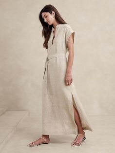 Linen Kaftan Dress | Banana Republic Thailand Outfits, Linen Kaftan Dress, Kaftan Style Dresses, Linen Kaftan, Clothes Making, Kaftan Style, Sewing Design, Luxury Linen, Kaftan Dress