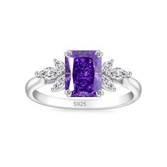 Ring Adjuster, Sterling Silver Birthstone Ring, Purple Ring, Birthstone Rings, Purple Rings, Zirconia Rings, White Stones, Main Attraction, Cubic Zirconia Rings