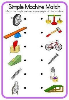 a simple machine match game for kids to learn how to use the machines and tools