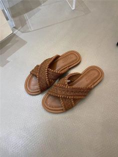 Lasaky - Flat Retro Woven Sandals for Outdoor Wear at Beaches and Seaside - Womens Sandals For Beach, Green Slippers, Brown Slippers, Beach Dress Summer, Bohemian Sandals, Woven Sandals, Roman Fashion, Spaghetti Strap Mini Dress, Shoe Covers